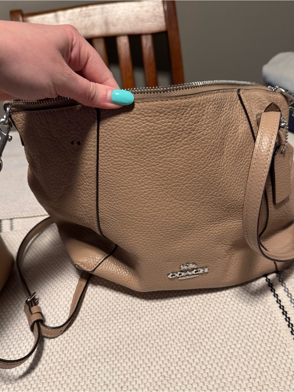 Coach Taupe Pebbled Leather Crossbody